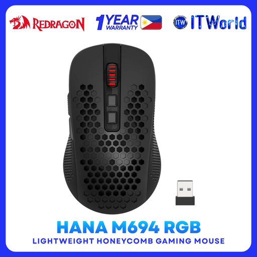 [M694-RGB] Redragon Hana M694 RGB Tri-Mode Lightweight Honeycomb Wireless Gaming Mouse 7200DPI itw