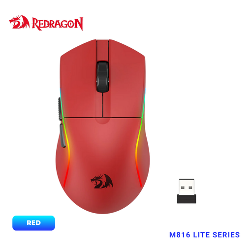 [M816R-LIT] Redragon Deicide Lite M816-STD RGB Tri-Mode Red 10000DPI Ultra-Lightweight Gaming Mouse