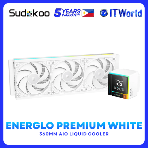 [R-ENR360-WHDSMC-GAS-1] SUDOKOO ENERGLO 360 Series 360mm AIO Liquid Cooler R-ENR360-WHDSMC-GAS-1