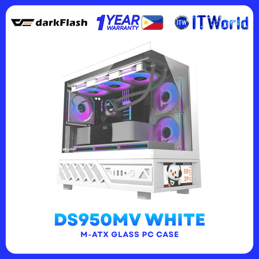 [DS950MV WHITE] DarkFlash DS950MV - M-ATX PC Case 6” IPS Screen Type-C - DS950MV