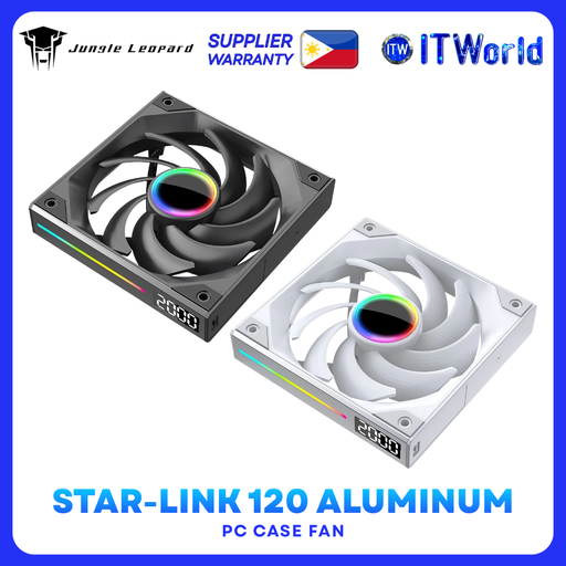Jungle Leopard StarLink Aluminum 120 ARGB PC Case Fan Black/White