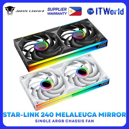 Jungle Leopard Star-Link 240 Melaleuca Mirror ARGB Chassis Fan Black/White itw
