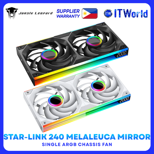 Jungle Leopard Star-Link 240 Melaleuca Mirror ARGB Chassis Fan Black/White itw