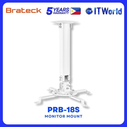 [BRATECK PRB-18S WHITE] Brateck PRB-18S Universal Ceiling Projector Mount Support up to 13.5kg/29.7lbs - Black | White