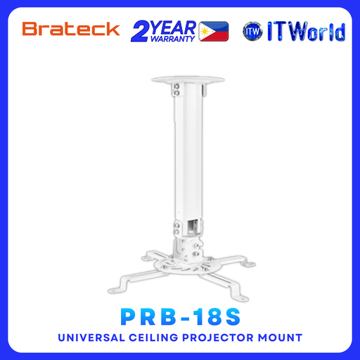 [PRB-18S White] Brateck PRB-18S – Up to 13.5kg Load / Adjustable Ceiling Projector Mount for Desktop & AV Use itw