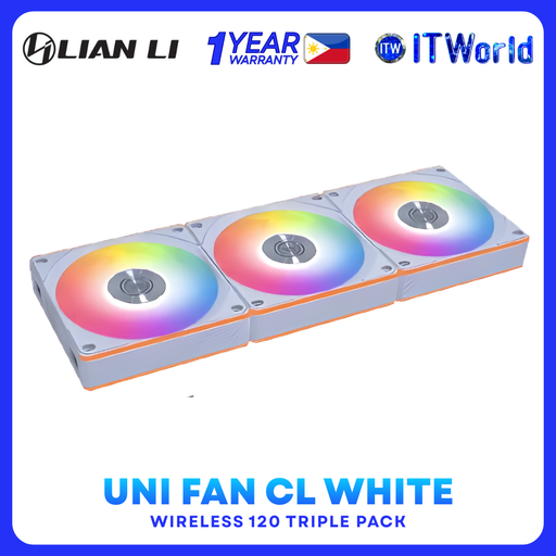 [G99.12CL1W3W.00] Lian Li UNI Fan CL White Wireless Triple Pack 120mm ARGB Fans G99.12CL1W3W.00