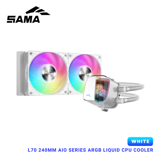 [L70-WHWAYX02-G] Sama L70 240mm AIO ARGB Liquid CPU Cooler Infinity Mirror White L70-BKWAYX02-G