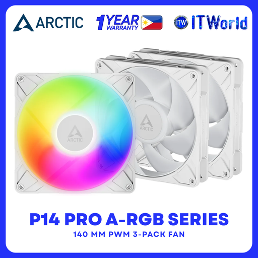 [ACFAN00321A] Arctic P14 Pro A-RGB White 140mm PWM 3-Pack Daisy-Chain Fan ACFAN00321A 