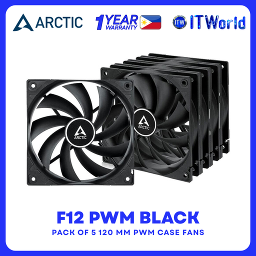 [ACFAN00145A] Arctic F12 PWM 120mm Case Fan 1350RPM 53CFM Low Noise 4-Pin Black ACFAN00145A