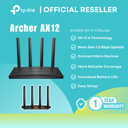 [ARCHER AX12] TP-Link Archer AX12 AX1500 WiFi 6 Router Dual Band Gigabit itw