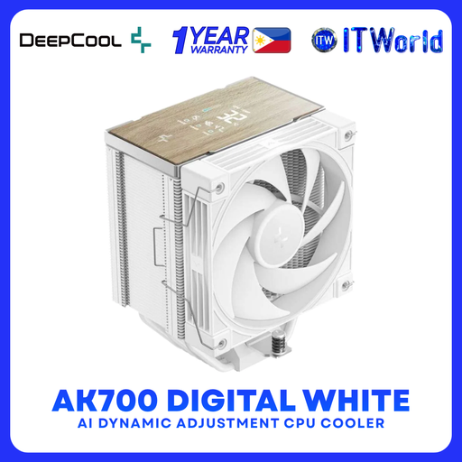 [R-AK700-WHNDMN-GJD] DeepCool AK700 Digital AI Series CPU Cooler 120mm PWM w/ Quad Digital Display