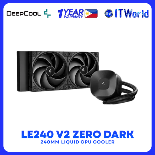 [R-LE240ZERO-BKLNMD-G-1] DeepCool LE240 V2 Zero Dark 240mm ARGB Liquid CPU Cooler R-LE240ZERO-BKLNMD-G-1