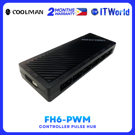 [FH6-PWM BLACK] Coolman FH6-PWM - PWM & 5V ARGB Fan Hub 6CH - Black itw
