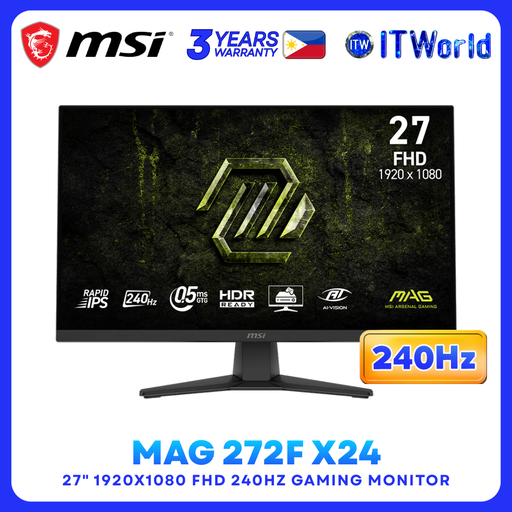 [MAG 272F X24] MSI MAG 272F X24 - 27" FHD 240Hz Rapid IPS Gaming Monitor