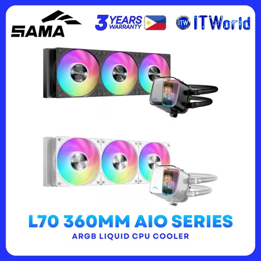 Sama L70 360mm AIO ARGB Liquid CPU Cooler Infinity Mirror Black/White L70-BKWAYX03-G/L70-WHWAYX03-G