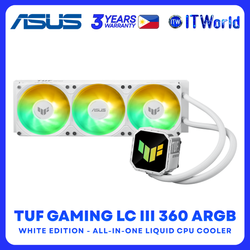 [TUF GAMING LC III 360 ARGB LCD WHT] ASUS TUF Gaming LC III 360 ARGB White AIO Liquid Cooler - 360mm Triple Fans