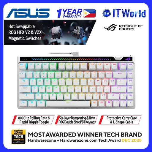 [M705 FALCHION ACE 75HE WHITE] ASUS M705 ROG Falchion Ace 75 HE Hot-swappable Wired Gaming Keyboard - Moonlight White