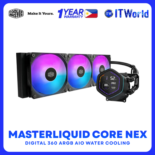[MLX-D36M-A18PA-RD] Cooler Master MasterLiquid Core Nex Digital 360 ARGB Black 360mm Liquid CPU Cooler MLX-D36M-A18PA-RD