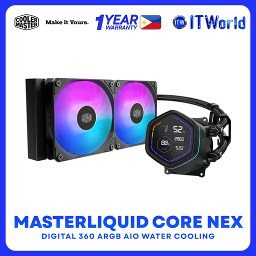 [MLX-D24M-A18PA-RD] Cooler Master MasterLiquid Core NEX Digital 240 ARGB AIO 240mm LCD Display MLX-D24M-A18PA-RD