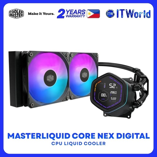 [MLX-D24M-A18PA-RD] Cooler Master Masterliquid Core Nex Digital 240mm ARGB CPU Liquid Cooler Black - MLX-D24M-A18PA-RD