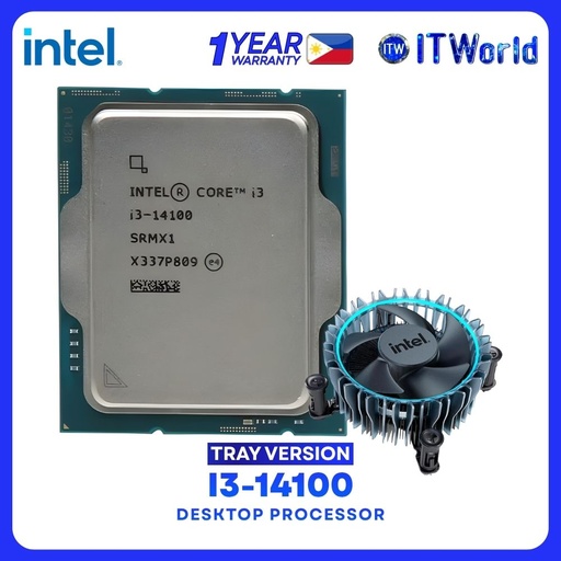 [I3-14100 MPK 1Y] Intel Core i3-14100 4Cores 8Threads 12MB Cache Up to 4.70Ghz Desktop Processor - Tray Type