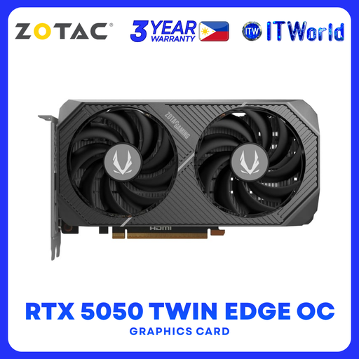 [ZT-B50500H-10M RTX5050 TWIN EDGE] ZOTAC GAMING GeForce RTX 5050 Twin Edge OC 8GB GDDR6 Dual-Fan Graphics Card ZT-B50500H-10M
