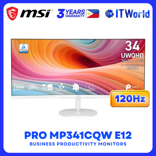 [PRO MP341CQW E12] MSI PRO MP341CQW E12 34" UWQHD Curved Monitor 120Hz VA 1ms MPRT HDR Ready Adaptive-Sync