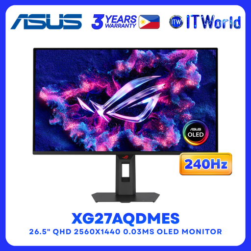 [XG27AQDMES] ASUS ROG Strix OLED XG27AQDMES 27" QHD QD-OLED 240Hz 0.03ms G-SYNC Compatible Gaming Monitor