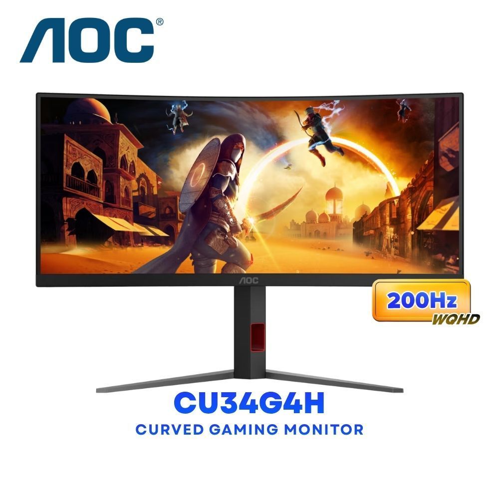 AOC CU34G4H - 34" 3440x1440 / 200Hz / VA / 1ms GTG, 0.3ms MPRT / 1500R Curved Gaming Monitor