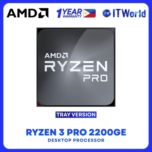 [AMD-R3-PRO-2200GE-TRAY] AMD Ryzen 3 PRO 2200GE Desktop Processor - 4 Cores /4 Threads, 3.6GHz, Vega 8, AM4