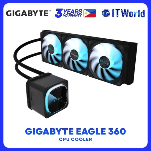 [GP-GIGABYTE-EAGLE-360] Gigabyte EAGLE 360 AIO Liquid CPU Cooler - 360mm ARGB, 3x120mm Fans, GP-GIGABYTE-EAGLE-360