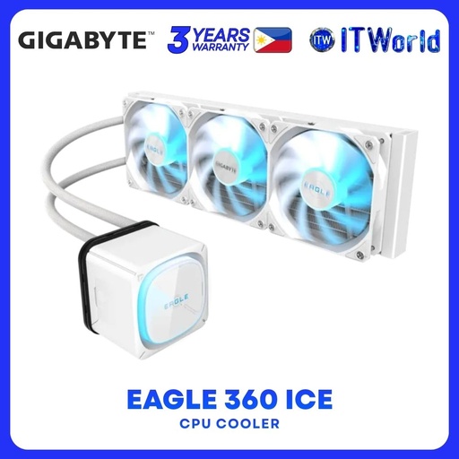 [GP-GIGABYTE-EAGLE-360I] Gigabyte EAGLE 360 ICE AIO Liquid CPU Cooler - 360mm ARGB, 3x120mm Fans GP-GIGABYTE-EAGLE-360I