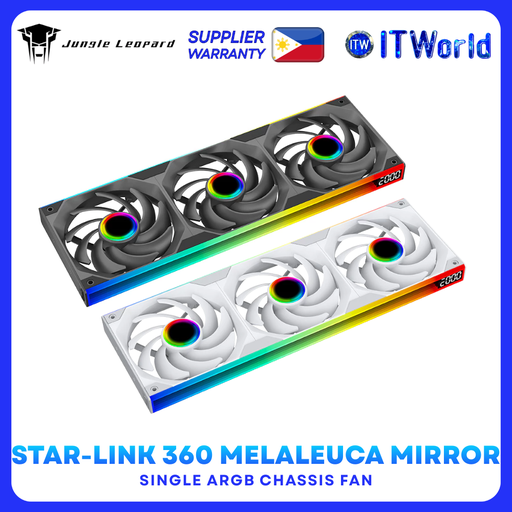 Jungle Leopard Star-Link 360 Melaleuca Mirror ARGB Chassis Fan Black/White
