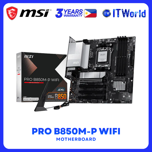 [PRO B850M-P WIFI] MSI PRO B850M-P WIFI AM5 DDR5 mATX Wi-Fi 7 5G LAN PCIe 5.0 M.2 Motherboard itw