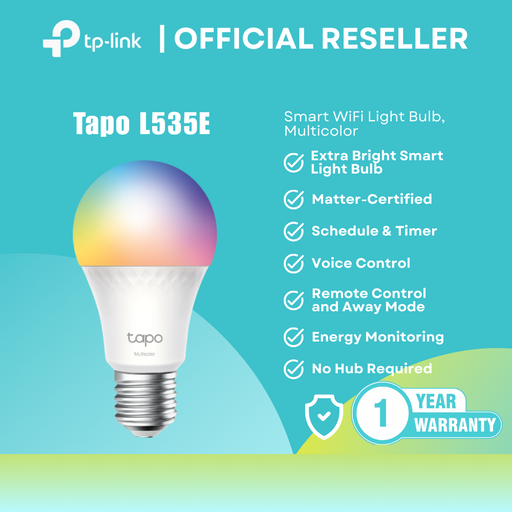 [Tapo L535E] TP-Link Tapo L535E Smart WiFi Bulb - A60 E27 / 1055lm / RGB / 2500-6500K / 8.6W itw