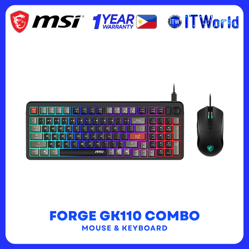 [Forge GK110 Combo] MSI FORGE GK110 COMBO USB Gaming Keyboard & Mouse RGB Optical 12800 DPI itw