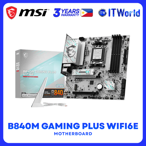 [B840M GAMING PLUS WIFI6E] MSI B840M GAMING PLUS WIFI6E AM5 DDR5 mATX 2.5G LAN PCIe 4.0 Wi-Fi 6E Motherboard itw