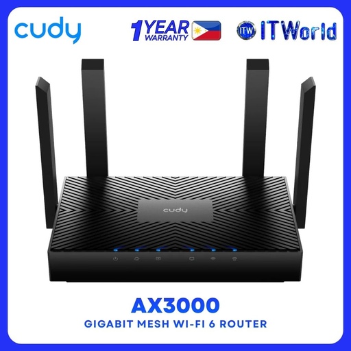 [WR3000] Cudy WR3000 AX3000 Gigabit Mesh Wi-Fi 6 Router Dual-Band 3000Mbps 4× Gigabit Ports itw