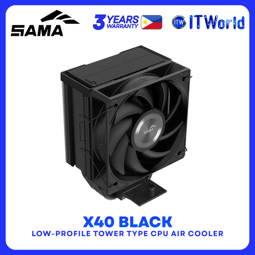 [X40-BKWNYXOX-G] SAMA X40 Low-Profile CPU Air Cooler 4 Heat Pipes 100mm PWM Fan 220W TDP Black X40-BKWNYXOX-G