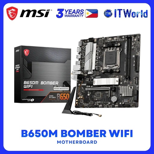 [MSI-B650M-BOMBER] MSI B650M BOMBER WIFI AM5 DDR5 mATX Motherboard - WiFi6E / 2.5G LAN