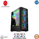 Coolman Aurora PC Cases with 3 RGB Fans - in Black and White