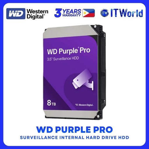 [WD8002PURP] Western Digital WD Purple Pro HDD - 8TB / Surveillance / 7200RPM / SATA / 3.5" Hard Disk