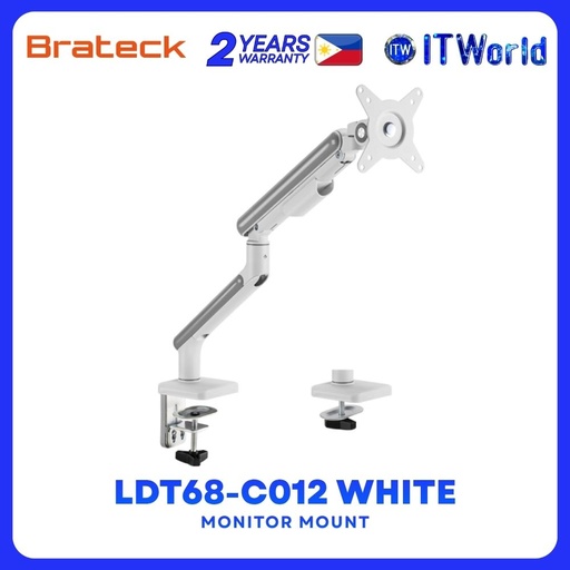 [BRATECK LDT68-C012 WHITE] Brateck LDT68-C012 Single-Monitor Neo Slim Mechanical Spring Monitor Arm - White