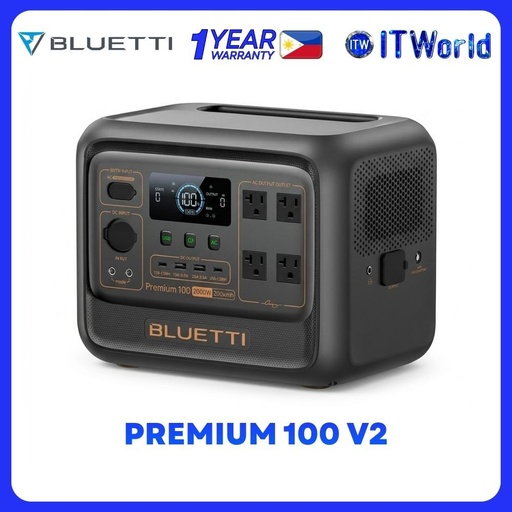 [P-PR100V2-PH-GY-10] BLUETTI Premium 100 V2 Portable Power Station | 1024Wh LiFePO4 / 2000W / WiFi+BT itw