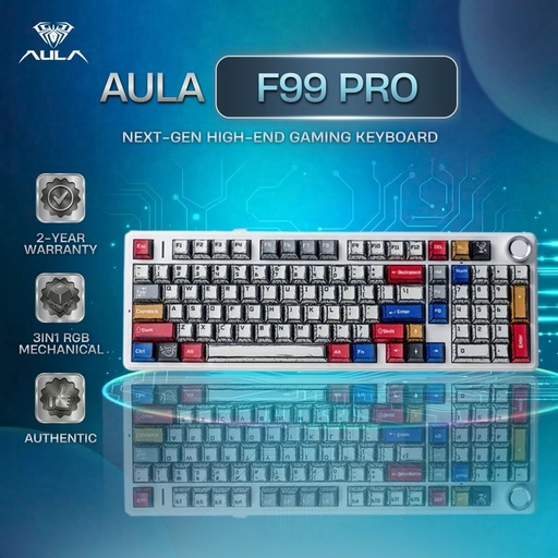 AULA F99 PRO 3-in-1 RGB Mechanical Keyboard - 99 Keys / 8000mAh / BT/2.4G/USB-C itw