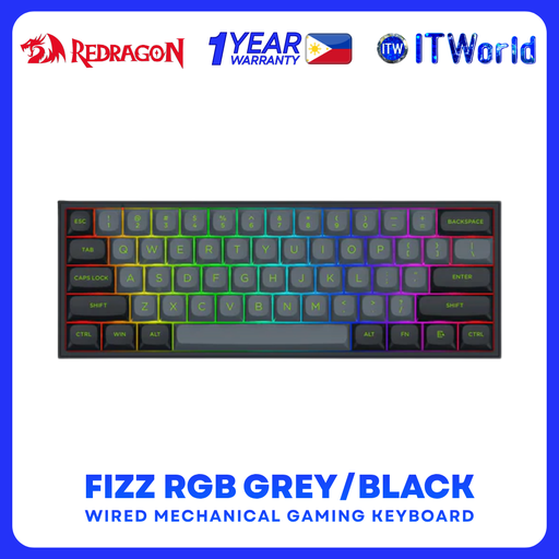 [K617GB-RGB] Redragon Fizz RGB Wired Mechanical Keyboard Dust-Proof Red Switch K617GB-RGB