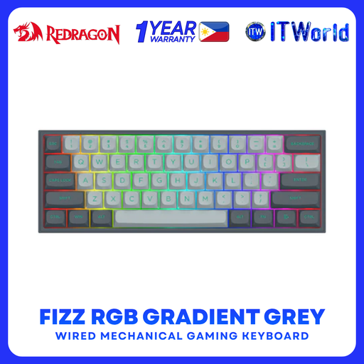 [K617GG-RGB] Redragon Fizz RGB Wired Mechanical Keyboard Dust-Proof Red Switch K617GG-RGB