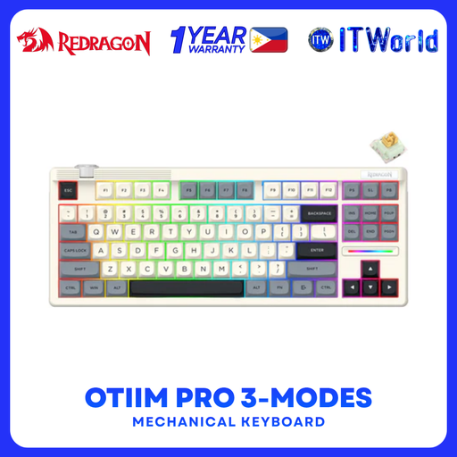 [K729GBW-RGB-PRO] Redragon K729GBW-RGB-PRO OTIIM Pro 87 Keys Gasket Wireless Keyboard RGB Hot-Swap TKL