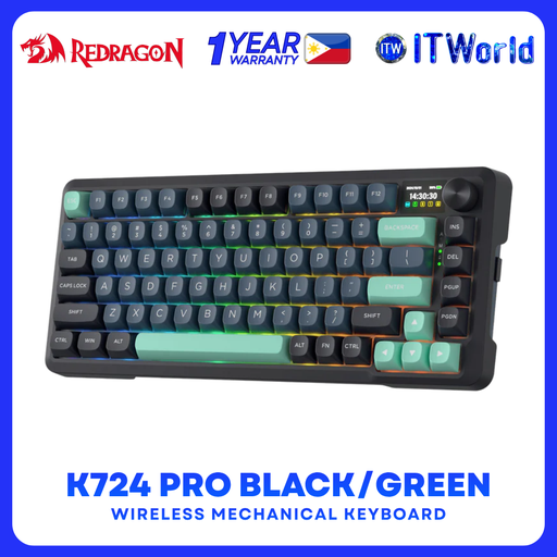 [K724GBG-RGB-PRO] Redragon K724 PRO Behemoth Series 75% Wireless Mechanical Keyboard LCD Knob RGB Hot-Swap