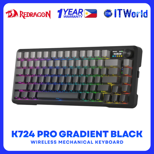 [K724SP-RGB-PRO] Redragon K724 PRO Behemoth Series 75% Wireless Mechanical Keyboard LCD Knob RGB Hot-Swap
